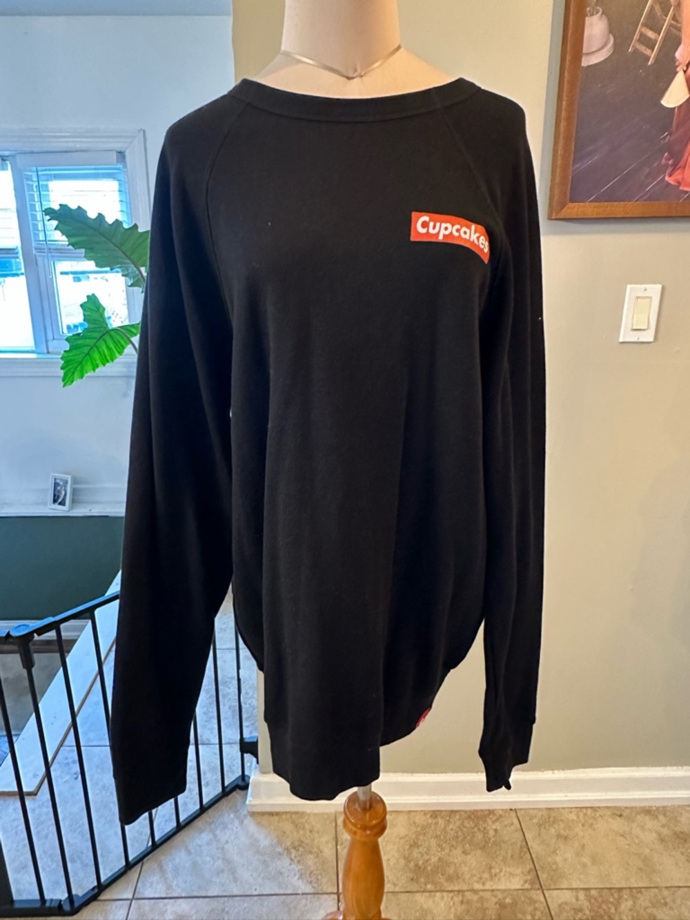 Johnny Cupcakes Black Crewneck Sweatshirt with Red Logo